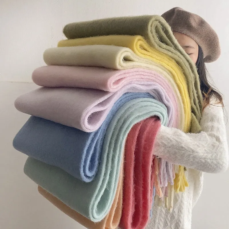 Wholesale Price Luxury Cashmere Blended Bright Colorful Women Blanket Scarf Winter