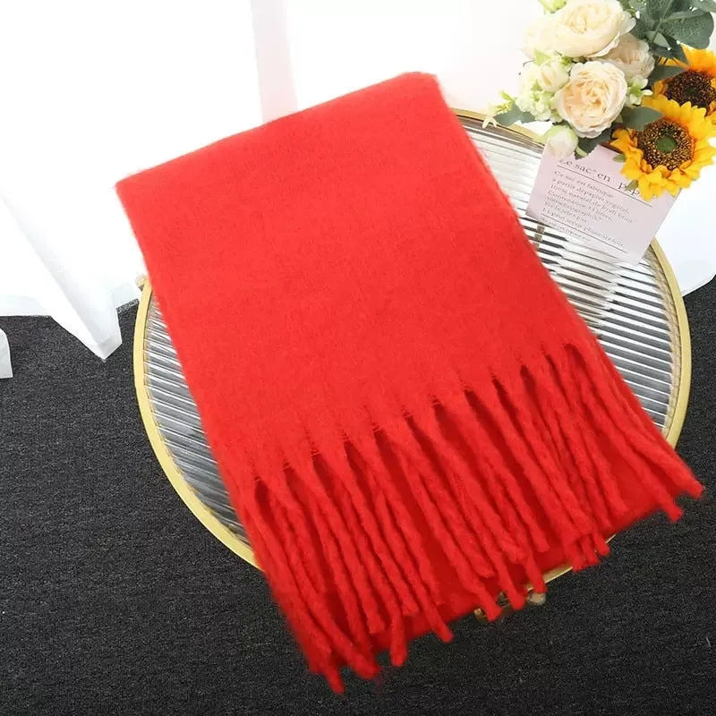 Wholesale Price Luxury Cashmere Blended Bright Colorful Women Blanket Scarf Winter