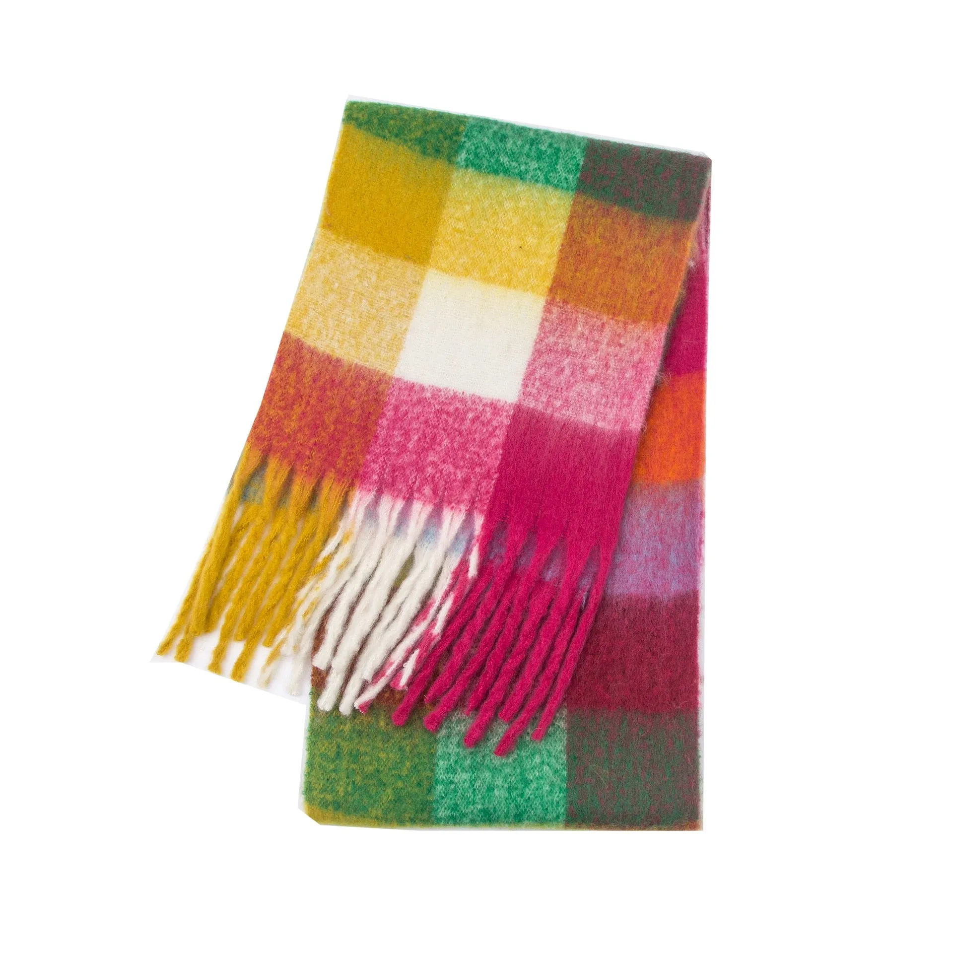 Wholesale Price Luxury Cashmere Blended Bright Colorful Women Blanket Scarf Winter