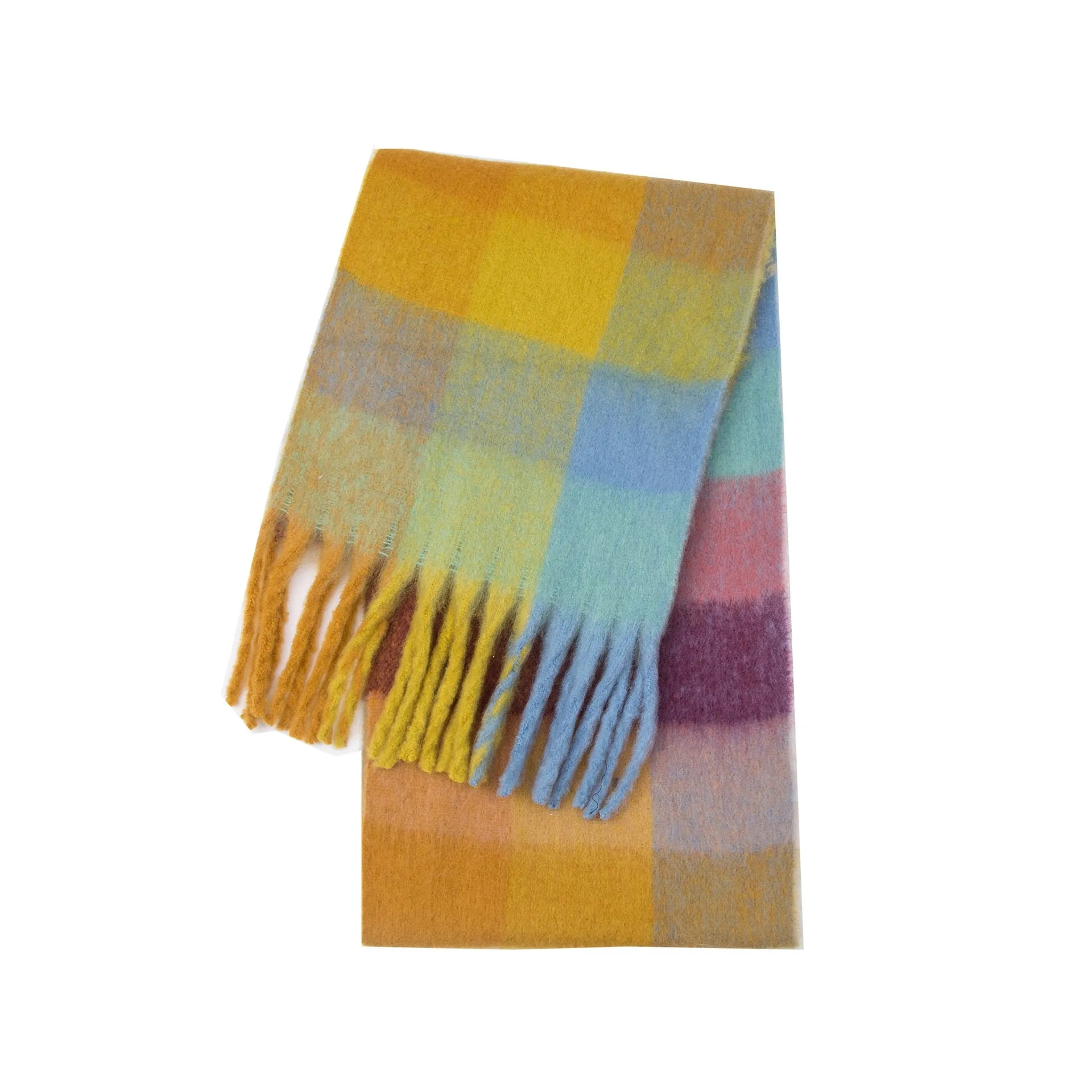 Wholesale Price Luxury Cashmere Blended Bright Colorful Women Blanket Scarf Winter
