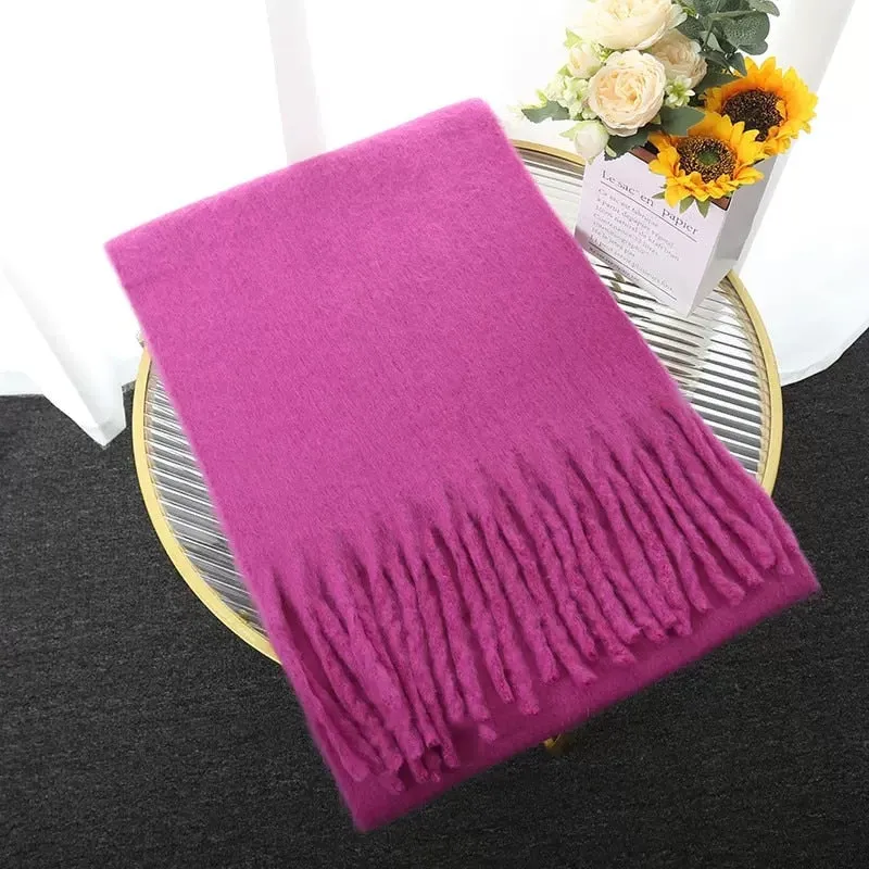Wholesale Price Luxury Cashmere Blended Bright Colorful Women Blanket Scarf Winter