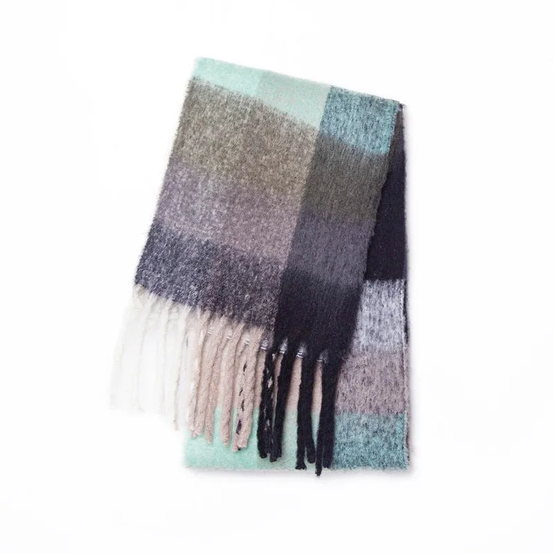 Wholesale Price Luxury Cashmere Blended Bright Colorful Women Blanket Scarf Winter
