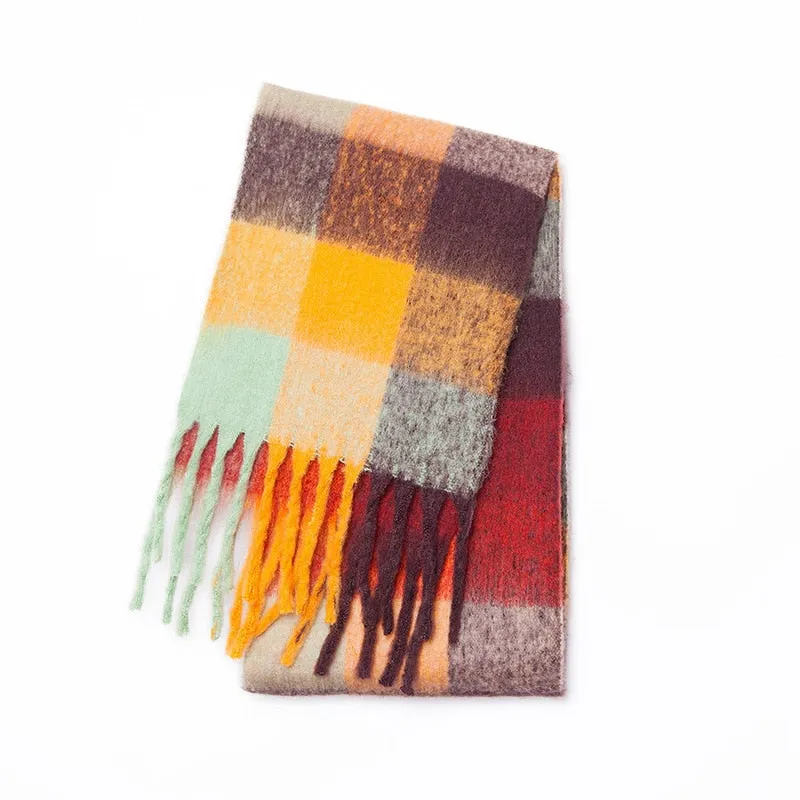 Wholesale Price Luxury Cashmere Blended Bright Colorful Women Blanket Scarf Winter