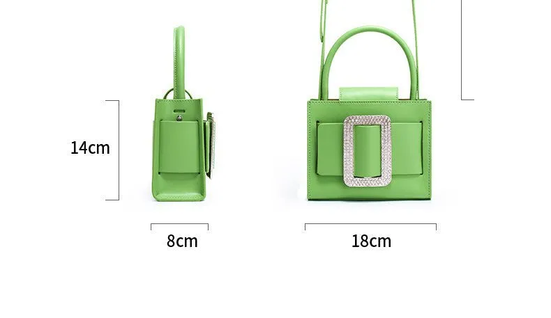 Women's Cowhide Leather Handbag With Magnetic Buckle