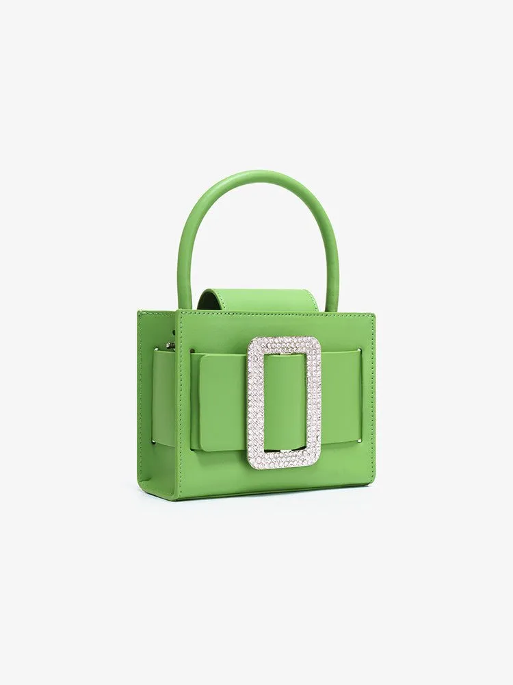 Women's Cowhide Leather Handbag With Magnetic Buckle