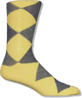 Yellow Cotton Argyle Socks (Men's)